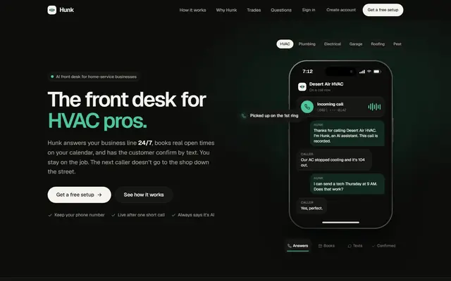 Hunk, AI front desk
