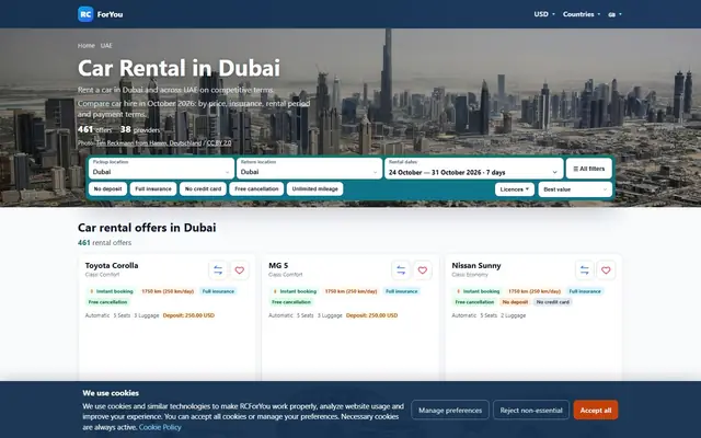 RCForYou catalog for Dubai